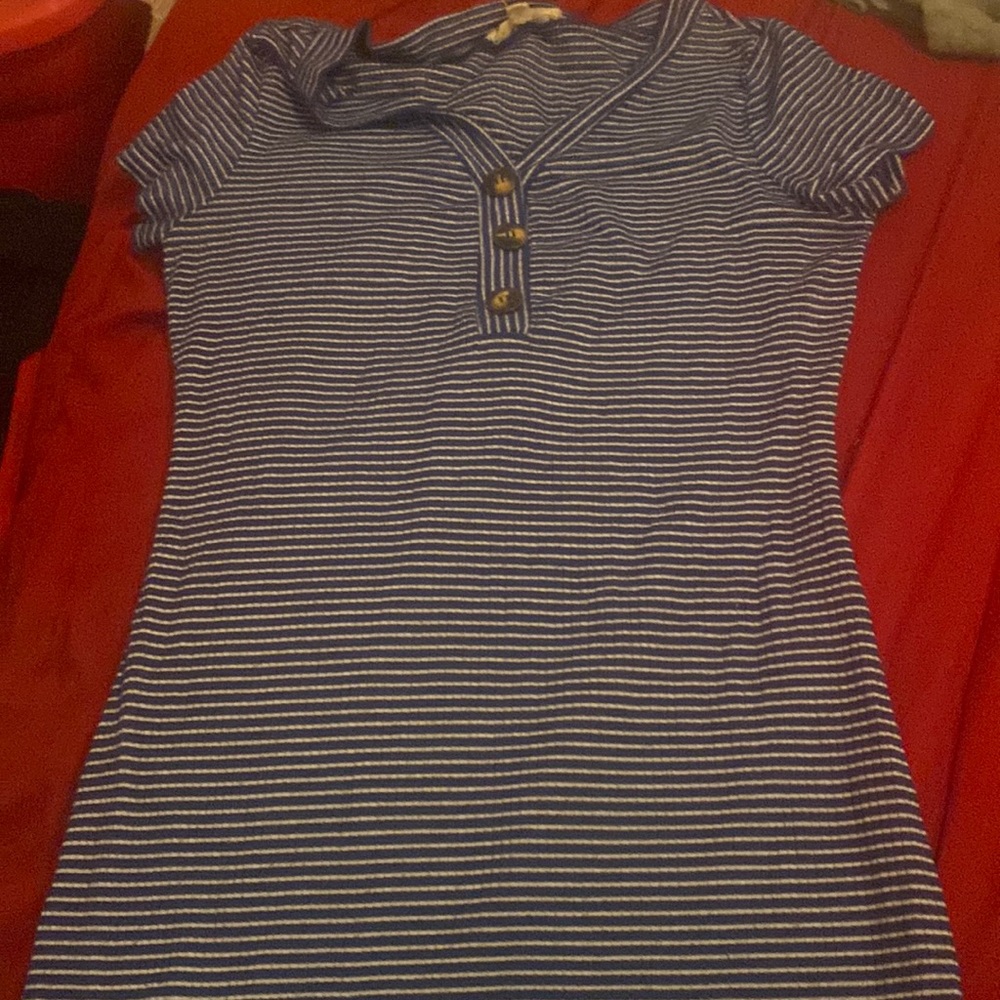 Blue and white stripped colleges girl dress